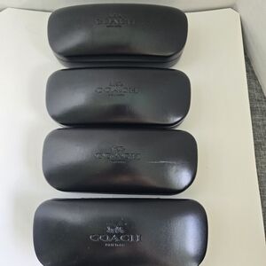 4 COACH Sunglass Cases Lrg Eyeglass Hard Cases Only Black Clamshell